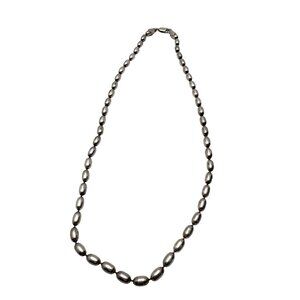 Sterling Silver 925 Oval Bead Chain Necklace 17g Made In Italy 16 inches